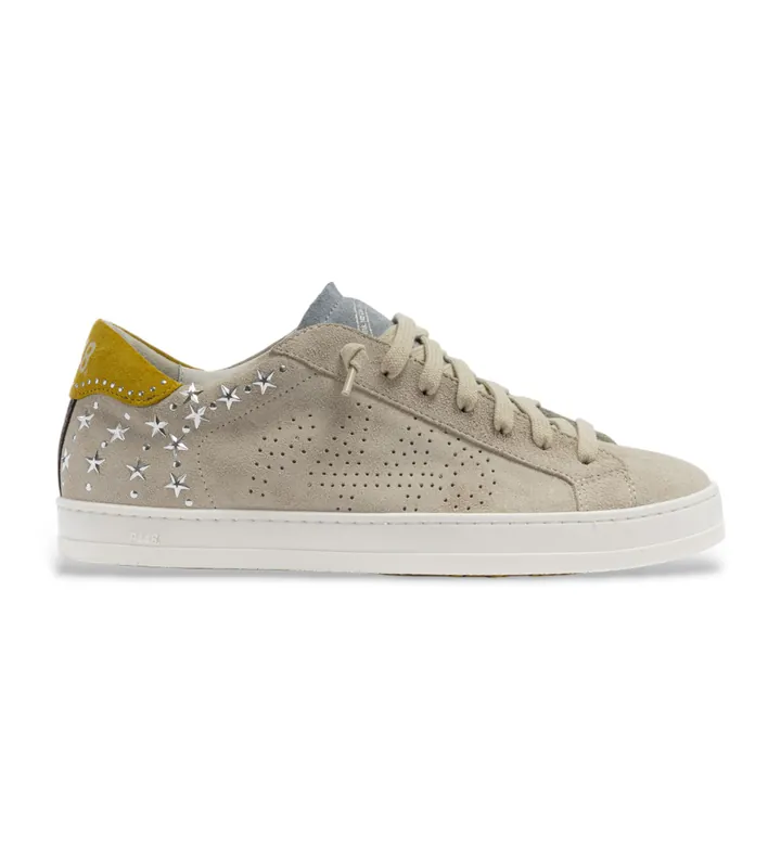 P448 para mujer. F25JOHN147 Zapatillas John Stargaze beige (36), Piel, Plano, Cordones, Casual