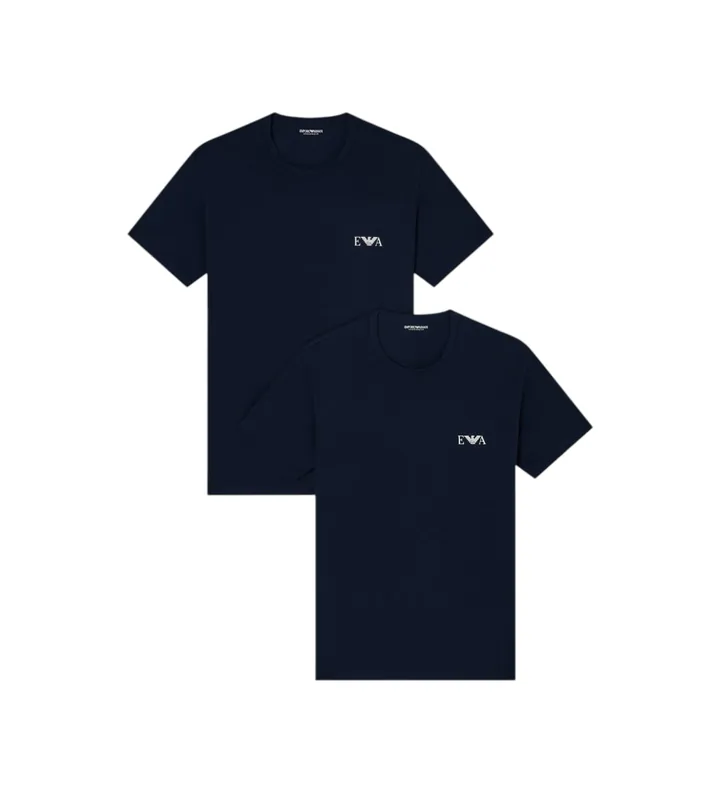 Emporio Armani para hombre. EM001849_AF14131 Set 2 camisetas Homie de corte ceñido marino (L), Homewear, Algodón, Manga corta