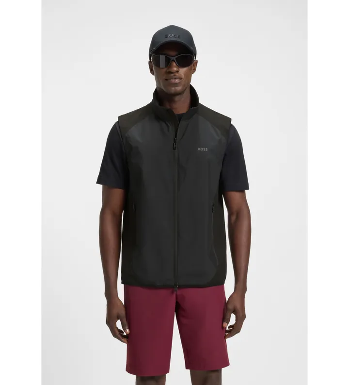 BOSS para hombre. 50533761 Chaleco con detalles reflectantes decorativos negro (L), Casual, Poliéster
