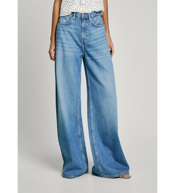 Pepe Jeans para mujer. PL205015 Jeans Wide Leg Mw Vintage azul (28/34), Casual, Algodón, Denim, Sostenible