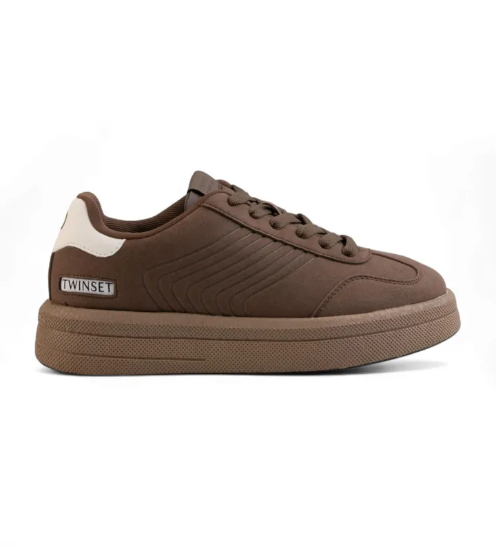 Twinset para mujer. 252TGT01E Zapatillas casual marrón (38), 1 a 3cm, Cordones