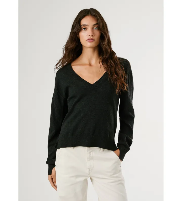 Pepe Jeans para mujer. PL7000091 Jersey Coraline V negro (L), Casual, Algodón