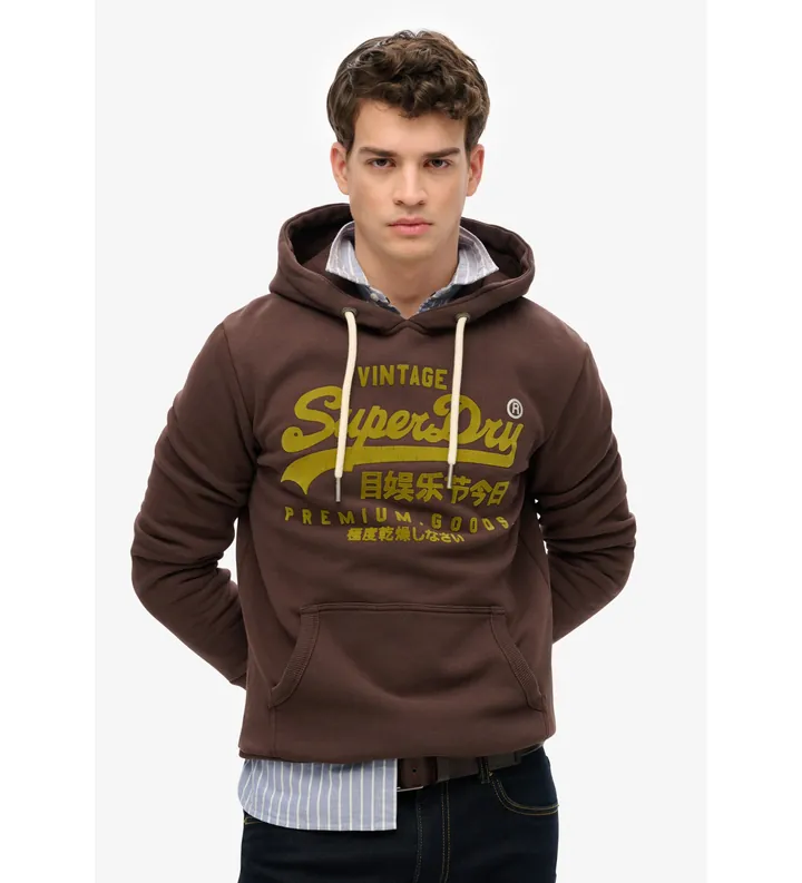 Superdry para hombre. M2014024A Sudadera Relaxed Tonal marrón (L), Casual, Algodón