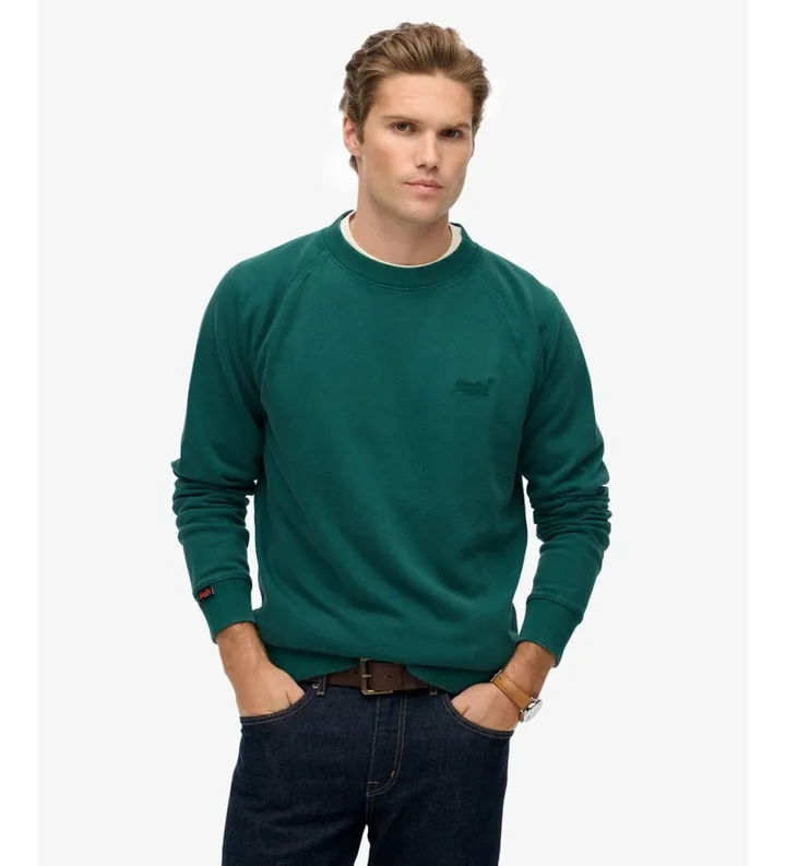 Superdry para hombre. M2014307A Sudadera Essential Logo Raglán verde (L), Casual, Algodón