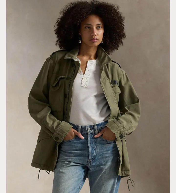 Polo Ralph Lauren para mujer. 211941066001 Chaqueta Iconic verde (L), Casual, Algodón