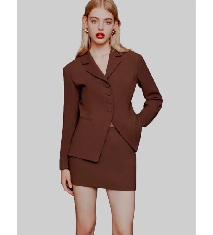 Marella para mujer. 2613101023200 Minifalda de envers satén Mltpepe marrón (38), Casual, Poliéster