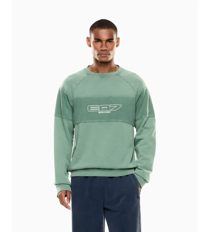 EA7 para hombre. 7M001499_AF22483 Sudadera Logo Series verde (L), Casual, Poliéster, Manga larga
