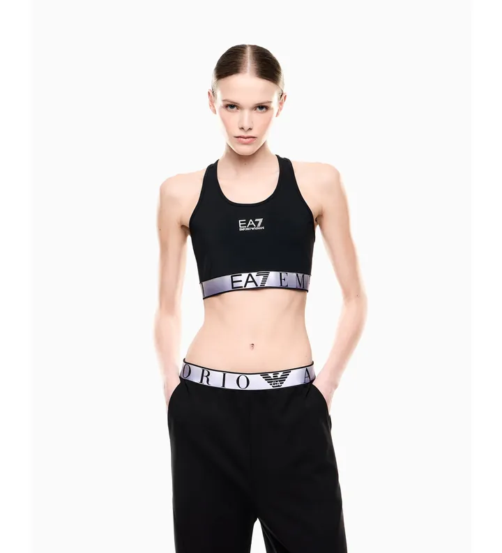 EA7 para mujer. 7W001467_AF21580 Top deportivo Ventus7 negro (M), Sin mangas / Tirantes, Poliéster Reciclado