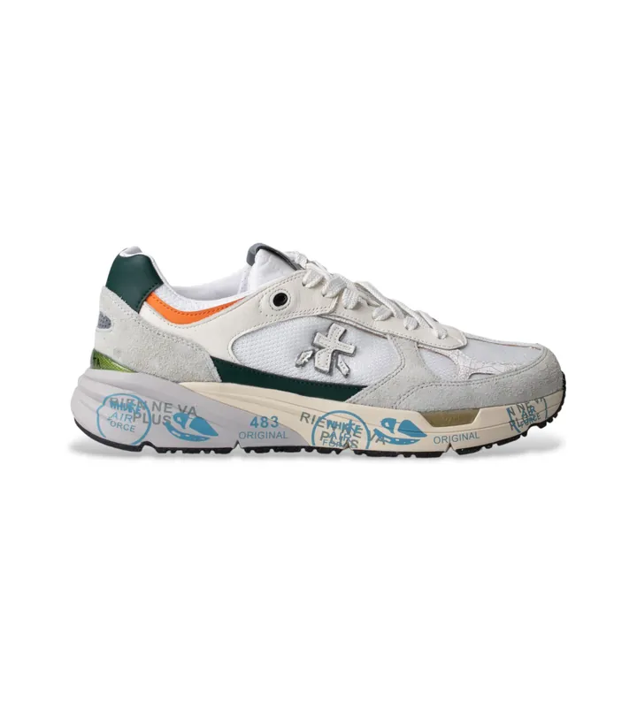 Premiata para hombre. MASE Zapatillas de piel Mase blanco (40), Plano, Cordones, Casual