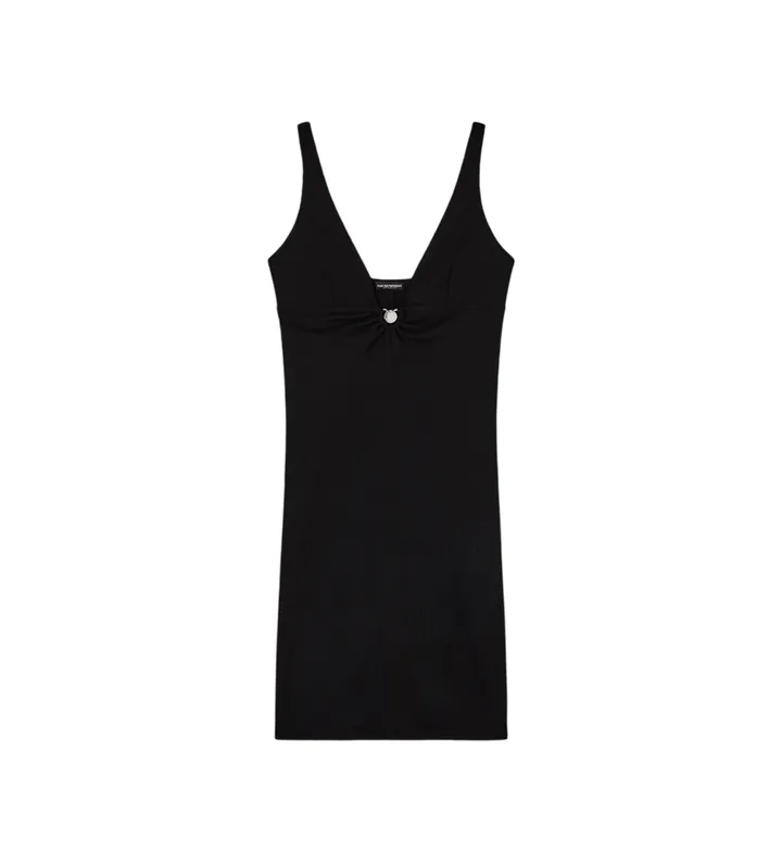 Emporio Armani para mujer. EW003275_AF20238 Vestido de playa negro (L), Casual, Beachwear, Poliéster, Sin mangas / Tirantes