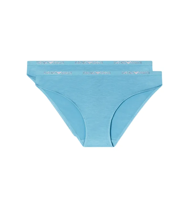 Emporio Armani para mujer. EW000403_AF19024 Set de 2 Braguitas Think azul (L), Homewear, Viscosa, Turquesa