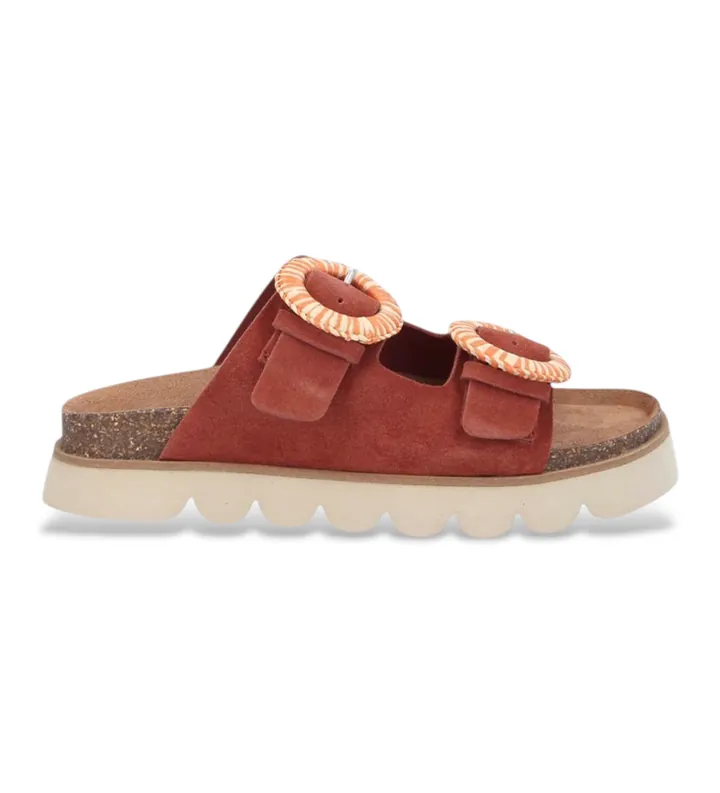 NO NAME para mujer. QNXSVS0 Sandalias de Piel Sandy Slap marrón (37), Plano, Ninguno, Casual