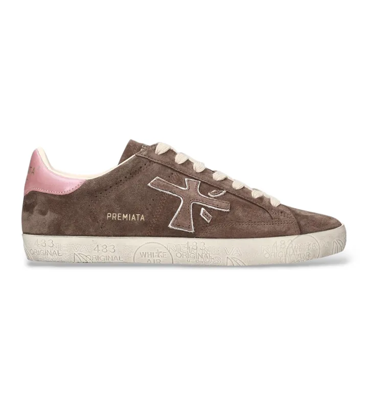 Premiata para mujer. STEVEND Zapatillas de Piel Stevend marrón (36), Plano, Cordones, Casual