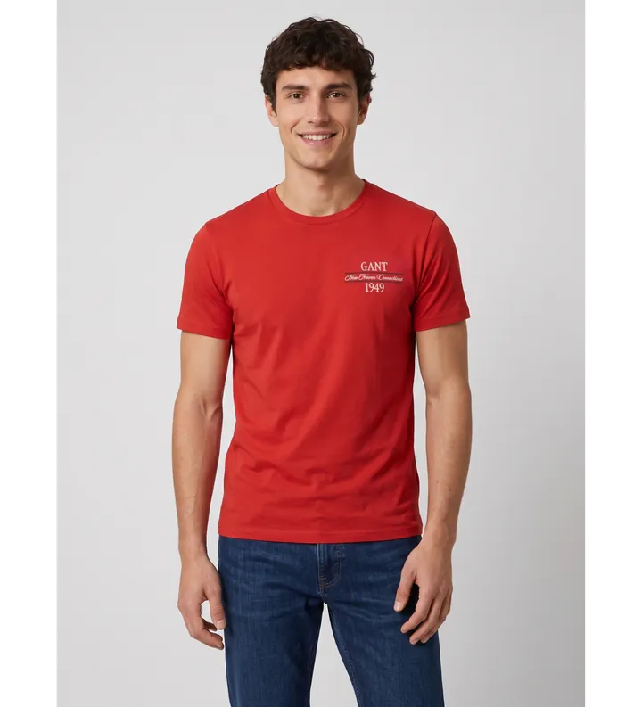 Gant para hombre. 2003459 Camiseta Gráfica rojo (L), Casual, Algodón, Manga corta