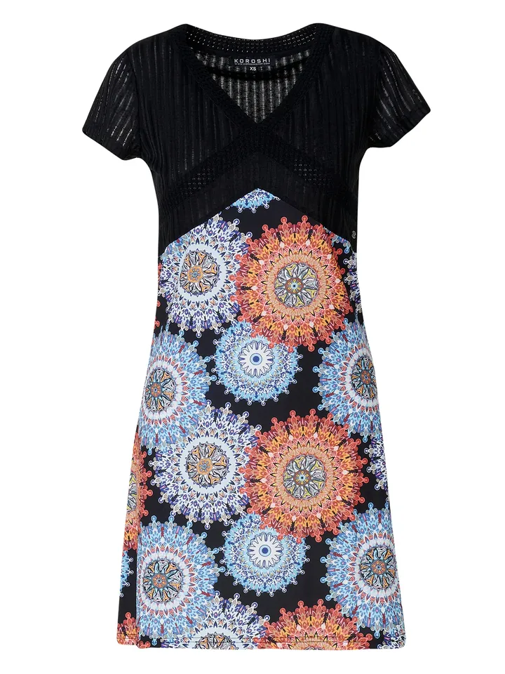 KOROSHI Vestido de verano azul claro / naranja / negro