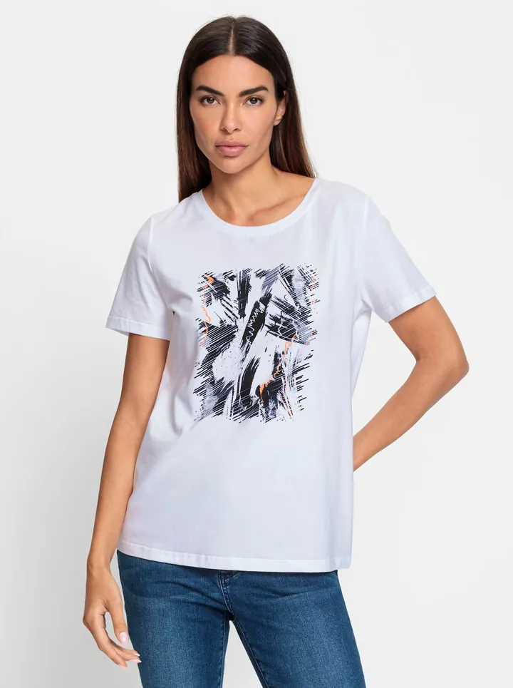 heine Camiseta naranja / negro / blanco