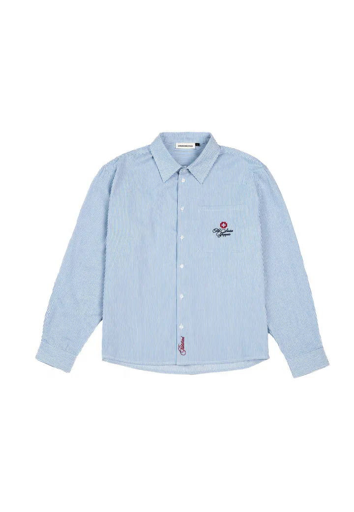 Prohibited Camisa 'The Swiss Yuppie' azul / blanco