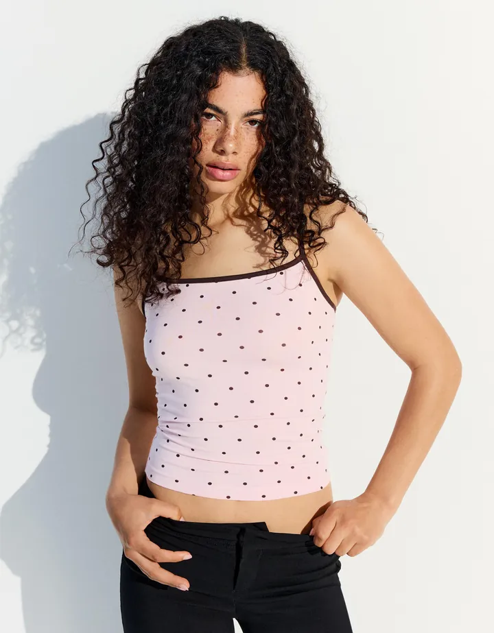 Bershka Top Tirantes Contraste Mujer L Rosa