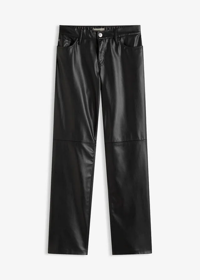 Pantalón de piel sintética con cintura cómoda