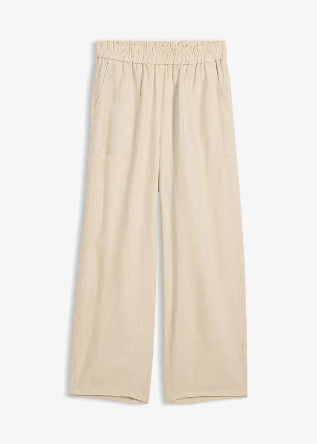 Pantalón acampanado de mezcla de lino ligero