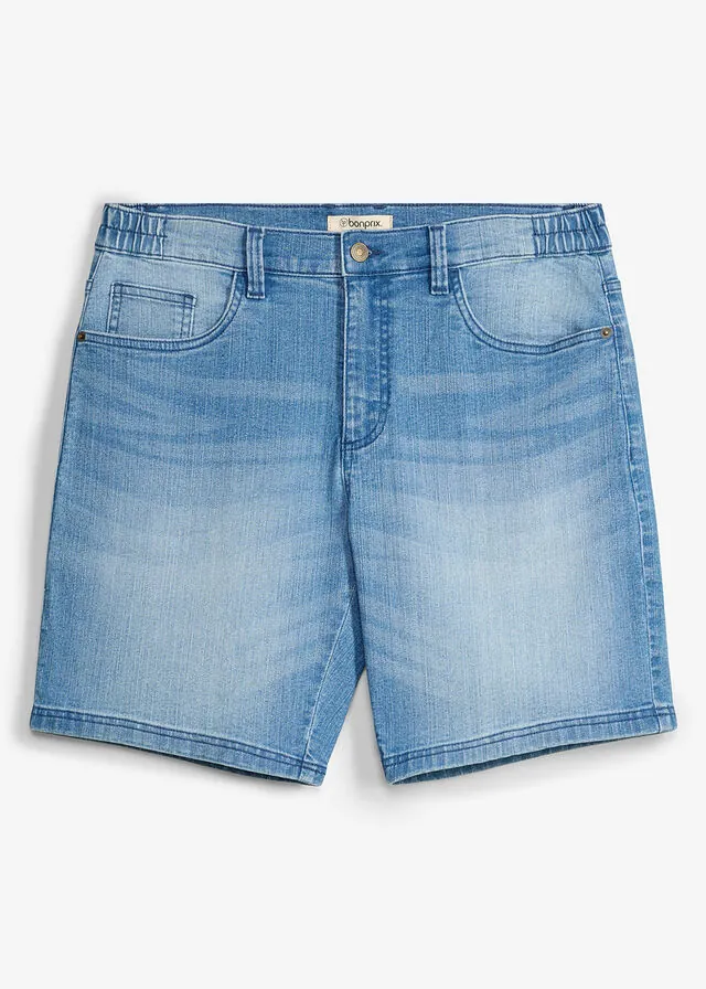 Pantalón vaquero corto con cinturilla elástica y corte relajado