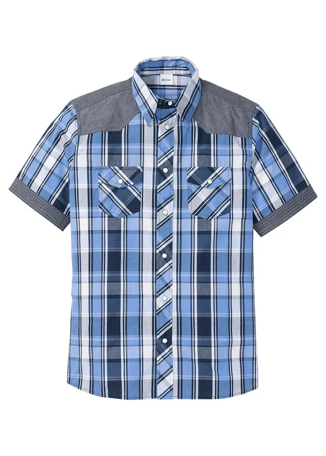 Camisa de manga corta con ribete vaquero