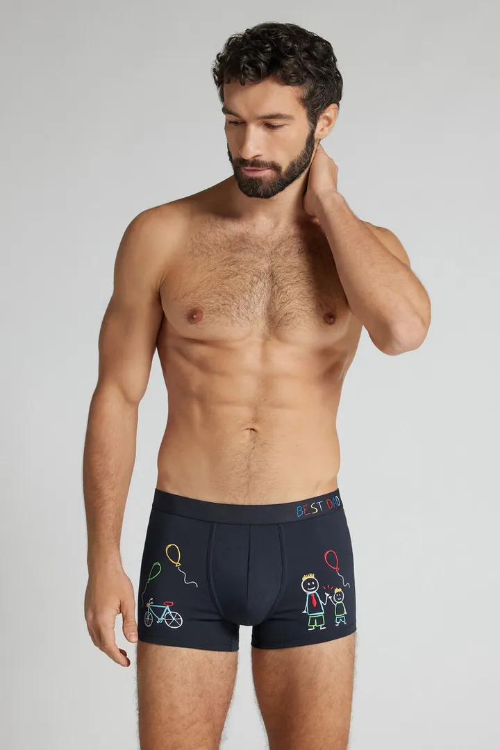 Intimissimi Bóxer Algodón Superior Best Dad Hombre Azul Tamaño 38