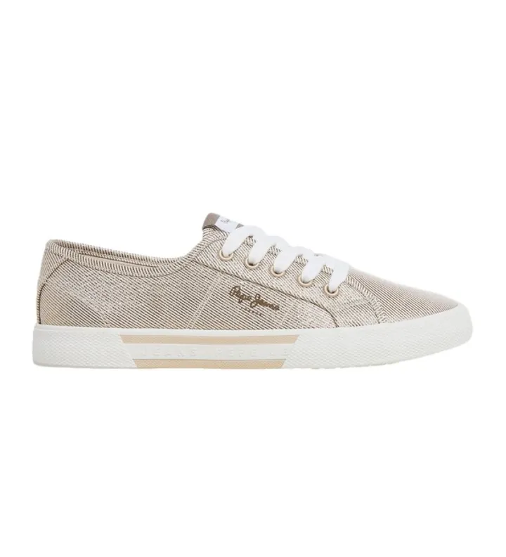 Pepe Jeans para mujer. PLS31439 Zapatillas Básicas Brady Party dorado (36), Plano, Cordones, Casual