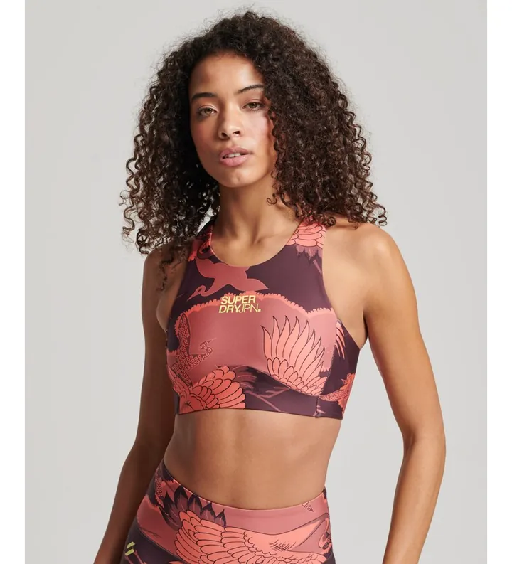 Superdry para mujer. WS311591A Sujetador Core Active naranja, lila (36), Deportivo, Multideporte, Poliéster Reciclado, Sostenible