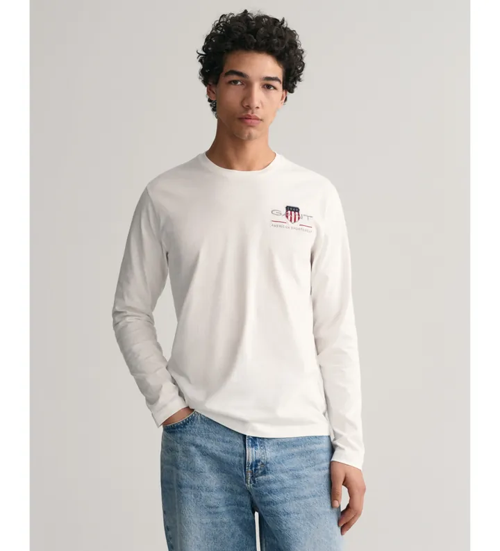 Gant para hombre. 2004058 Camiseta Medium Archive Shield blanco (3XL), Casual, Algodón, Manga larga