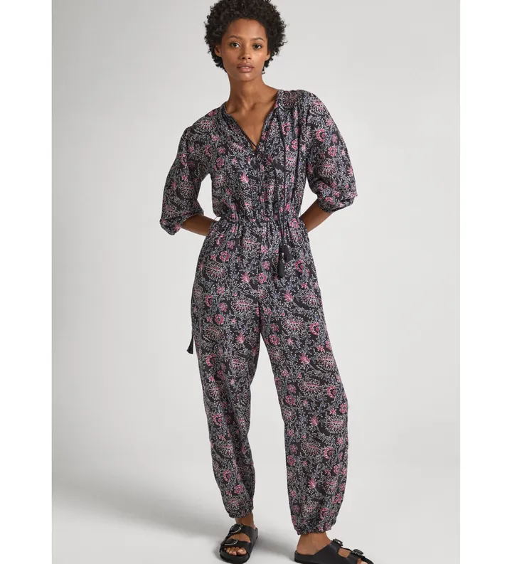 Pepe Jeans para mujer. PL230494 Mono Largo Estampado Floral Dalia (S), Casual, Algodón, Manga larga