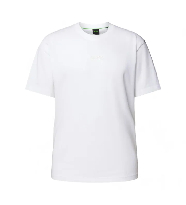 BOSS para hombre. 50519368 Camiseta casual blanco (L), Algodón, Manga corta