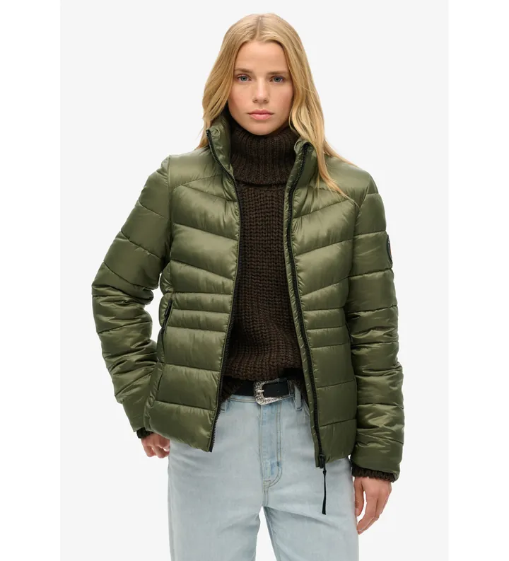 Superdry para mujer. W5011821A Chaqueta acolchada Fuji verde (L), Casual, Poliéster Reciclado, Sostenible