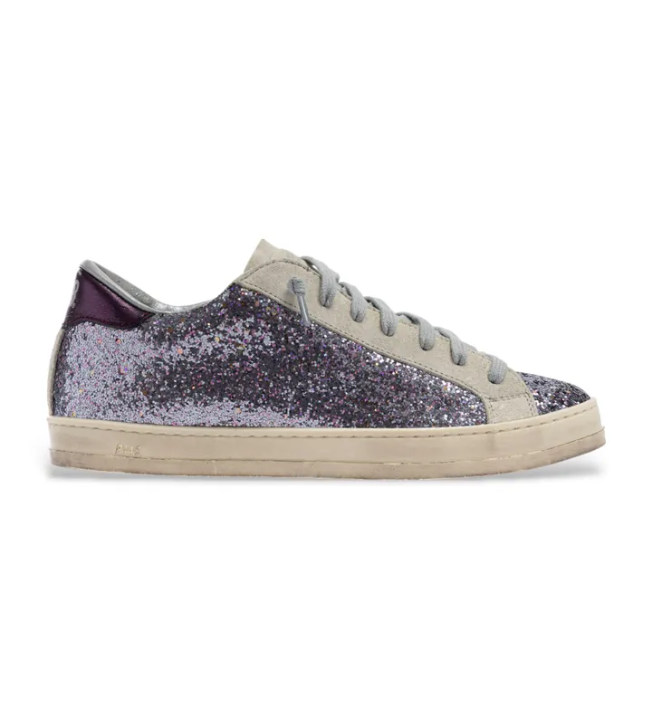 P448 para mujer. F25JOHN153 Zapatillas John Stargaze lila (36), Piel, Plano, Cordones, Casual