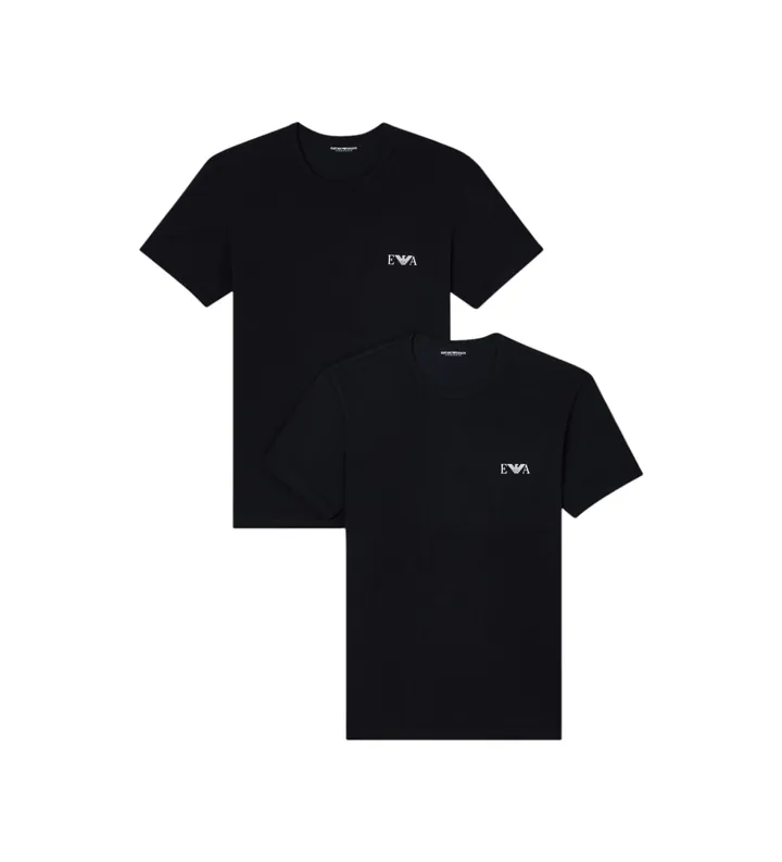Emporio Armani para hombre. EM001849_AF14131 Set 2 camisetas Homie de corte ceñido negro (L), Homewear, Algodón, Manga corta
