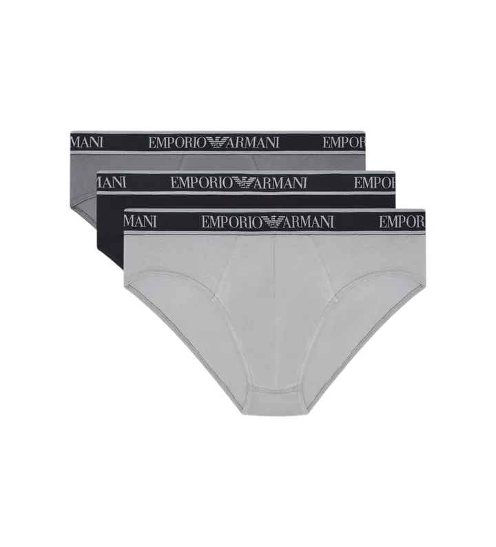 Emporio Armani para hombre. EM000258_AF20669 Set 3 Slips Core Logobanda negro, gris (L), Homewear, Algodón