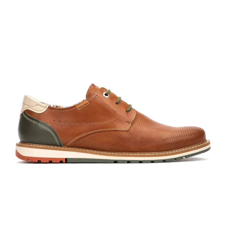 Pikolinos para hombre. M8J-4322C1 Mocasines de piel Berna marrón (40), Plano, Cordones, Casual