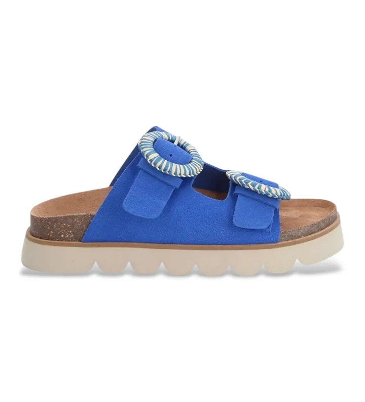 NO NAME para mujer. QNXSVS0 Sandalias de Piel Sandy Slap azul (37), Plano, Ninguno, Casual