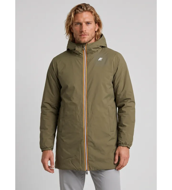 K-way para hombre. K6128WW Chaqueta Reversible Jacob St Warm Double verde militar, marino (L), Casual, Nylon