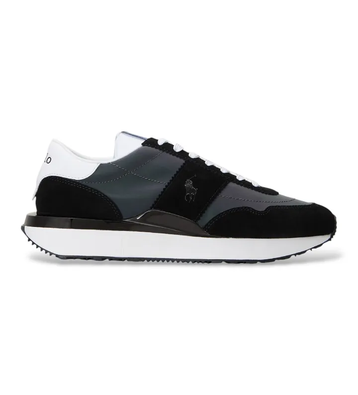 Polo Ralph Lauren para hombre. 809913346002 Zapatillas de Piel Train 89 Panel negro (37), Plano, Cordones, Casual