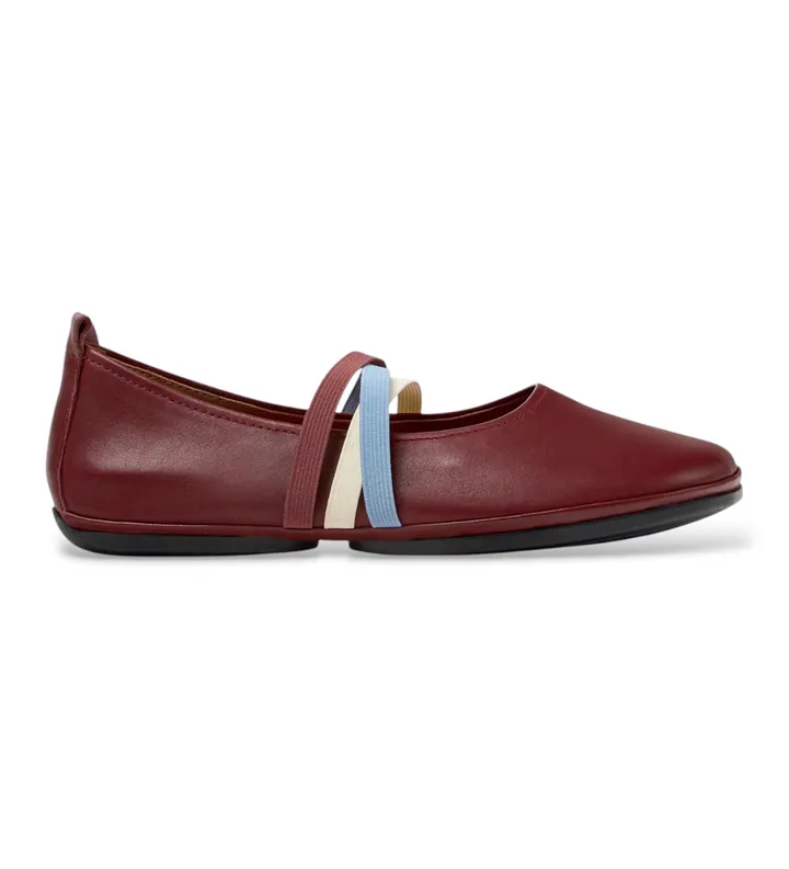 Camper para mujer. K201665-019 Bailarinas de piel Right Nina Twins burdeos (35), Plano, Ninguno, Casual