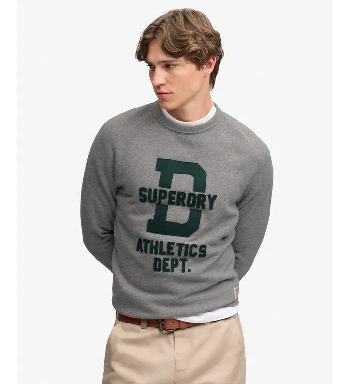 Superdry para hombre. M2014553A Sudadera Felt Applique Relaxed gris (L), Casual, Algodón