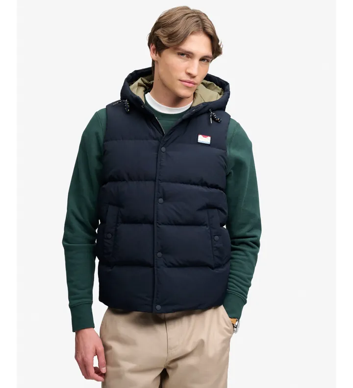 Superdry para hombre. M5012425A Chaqueta Everest azul marino (L), Casual, Outdoor, Nylon reciclado