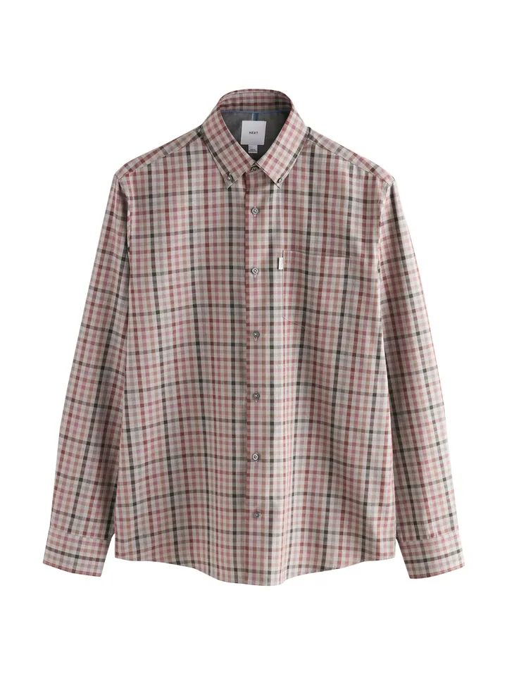 Next Camisa  gris claro / verde oscuro / naranja / rojo pastel