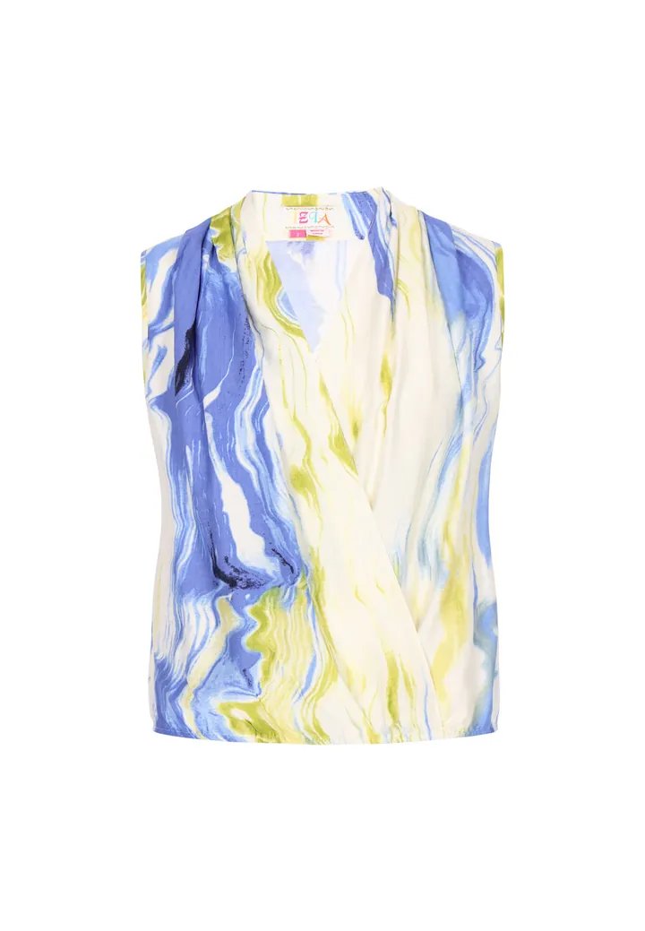 IZIA Blusa 'Festival'  azul / azul claro / kiwi / blanco natural