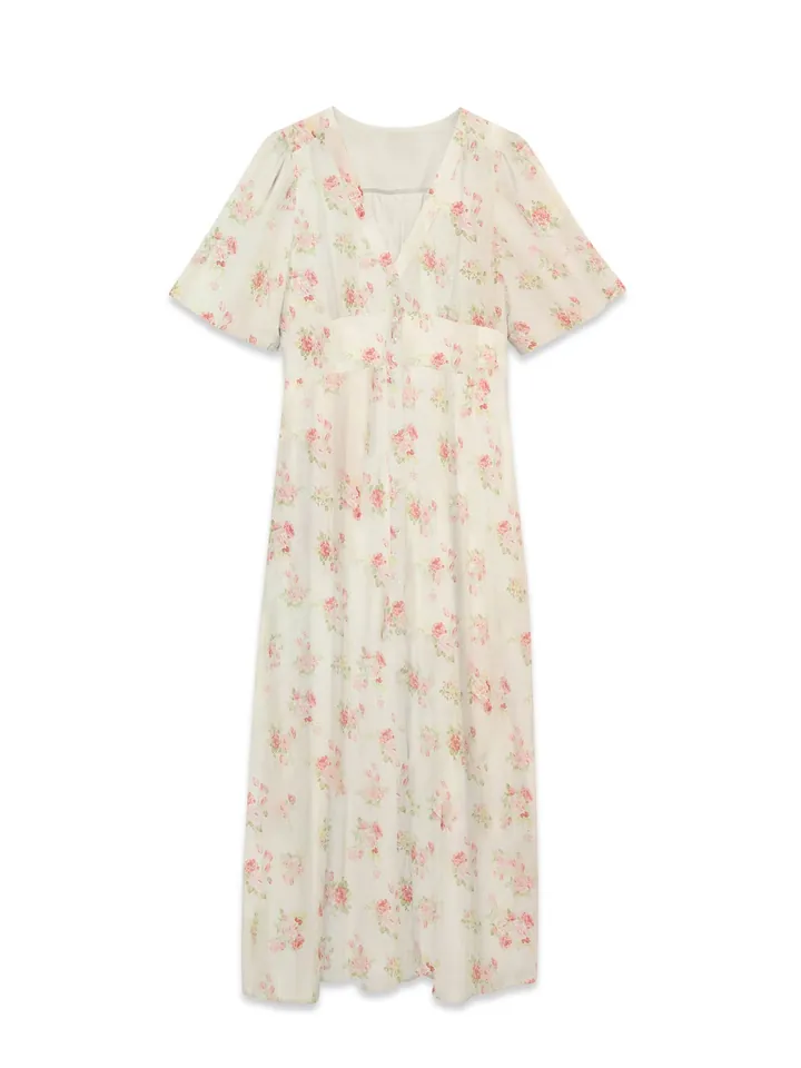 VERO MODA Vestido 'VMBella' crema / verde hierba / salmón