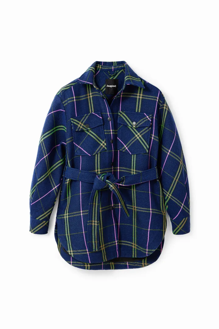 Desigual, Chaqueta sobrecamisa cuadros, Azul, L