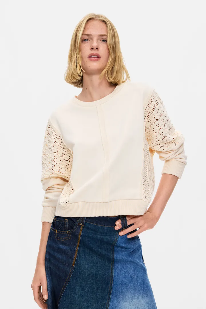 Desigual, Jersey 100% Algodón, Mujer, Algodon, Blanco, L