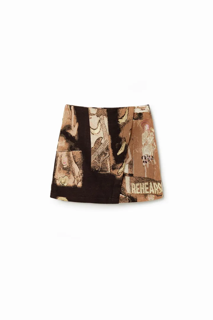 Desigual, Minifalda jacquard arty, Negro, L