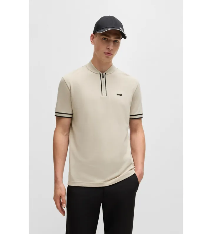 BOSS para hombre. 50525147 Polo Pariq beige (L), Casual, Algodón, Manga corta